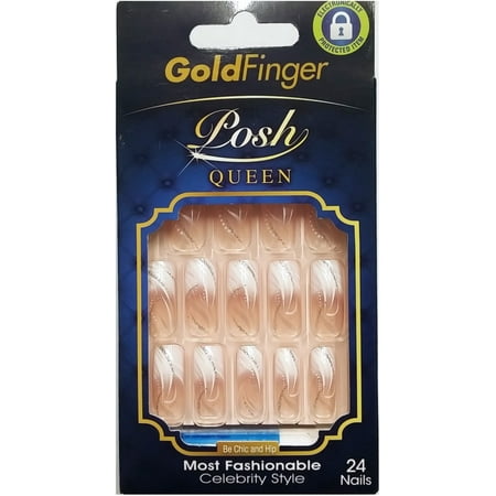 Posh Fashion - Gold Finger Posh Queen Glue-on Fashion Nails 24 ea