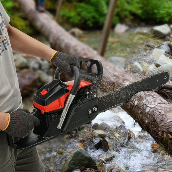 18 Inch Gas Powered Chainsaw, 58CC 2 Stroke Gasoline Chainsaw Handheld Cordless Petrol, 2800-11000Rpm High Speed for Tree Cutting, Gardens and Farms