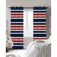 thumbnail image 3 of Navy Blue Red Striped Blackout Curtains, Light Blocking Print Window Curtains, Gradient Horizontal Lines Thermal Insulated Window Drapes for Living Room Kitchen Cafe 2 Panels, 55"W x 39"L, 3 of 9