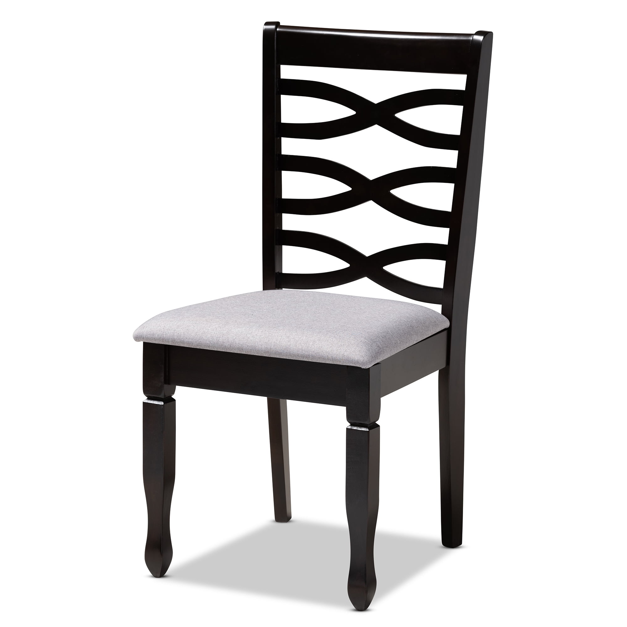Baxton Studio Lanier Fabric and Wood Dining Chairs in Gray and Brown (Set of 4)
