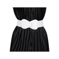 thumbnail image 6 of INSPIRE CHIC Women's Elastic Waist Belt Interlock 8-shaped Faux Leather Stretchy Dress Belts 68.6cm/27" Yellow & White, 6 of 7