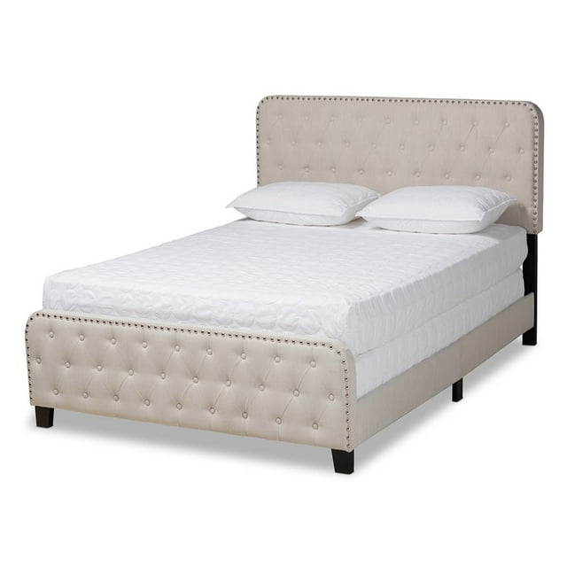 Baxton Studio Annalisa Lit à Panneaux Capitonnés Beige Taille Complète