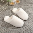 thumbnail image 2 of Scuff Slippers for Women Soft Plush Winter Warm Casual Indoor Home Nonslip Slides Slip on Bedroom House Shoes White 8.5, 2 of 6