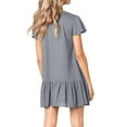 thumbnail image 2 of Womens Cute V Neck Short Sleeve Loose Fit Ruffle Mini Dress, 2 of 3