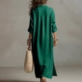 thumbnail image 4 of Guieoi Womens Dresses Fall Plus Size Loose Casual Shirt Dress Relaxed-Fit Long-Sleeve Collared Ankle-Length Dress Green L, 4 of 5
