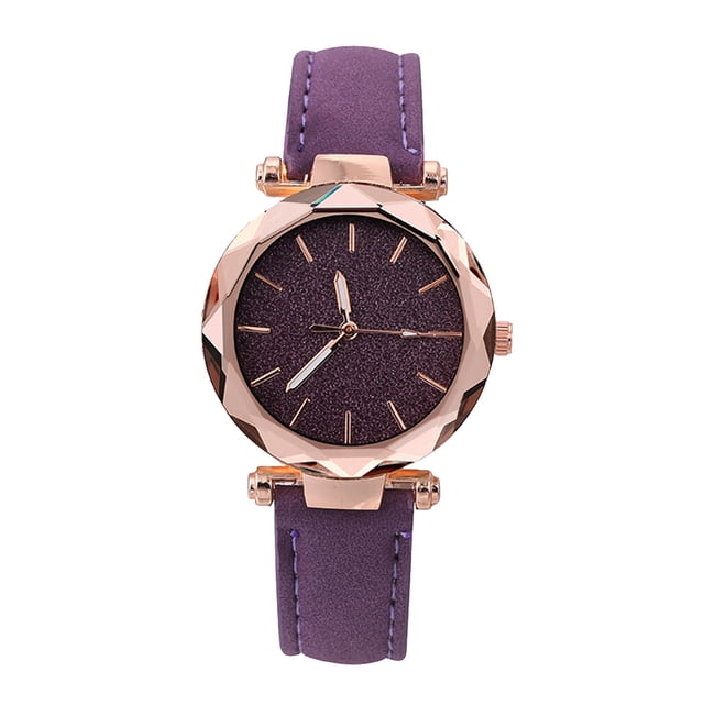 Reloj de cuarzo para mujer, relojes para mujer, reloj de cuarzo de moda informal para mujer, reloj con esfera centelleante y correa de cuero.