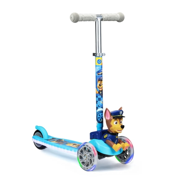 Paw Patrol Chase Kick Scooter for Kids, Self-Balancing 3 Wheeled Light Up Scooter with Extra Wide Anti-Slip Deck, Rear Brake, Lean to Steer, Lightwei