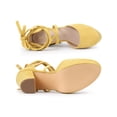 thumbnail image 4 of BLISSFUL STEP Women's Pumps Block Heels Platform Strappy Lace up Pumps Yellow 9, 4 of 7