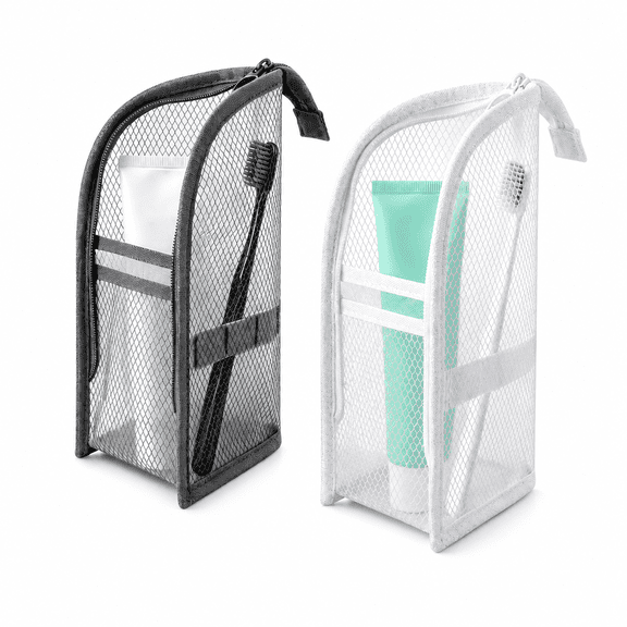 2 Pcs Stand-Up Toiletry Bag, EVA Waterproof Travel Wash Kit, Large Capacity Hanging Cosmetic Pouch for Travel, Camping, Gym, & More