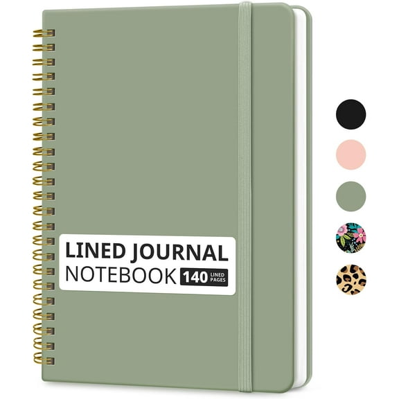 Lined Spiral Journal Notebook for Women & Men, 140 Pages, College Ruled Hardcover Notebook for Work & Note Taking, Journals for Writing, A5(5.7" x 7.9")