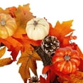 thumbnail image 2 of Simzone 20" Autumn Wreath Fall Wreath Artificial Thanksgiving Decorations Halloween Front Door Wreath Harvest Farmhouse Wreath with Maple Leaf Pumpkins Pinecones Berries 布/树藤 感恩节南瓜花环 20, 2 of 7