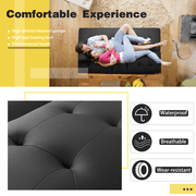 Lacoo Modern Faux Leather Convertible Futon with Cup Holders & Pillows, 65 Black