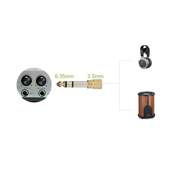 Adaptador hembra de 3,5 mm a macho de 6,5 mm para auriculares a micrófono estéreo Tmvgtek 1at6qe9cv9de9vy6