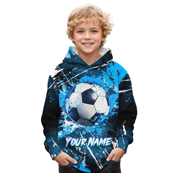 Byoo Big Boys Soccer Graphic Hooded Sweatshirt Long Sleeve Casual Pullover Top Soft Breathable Outdoor Pullover Hoodie