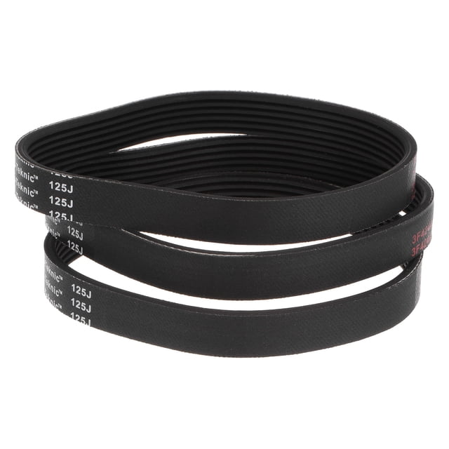 Cinturones de Poliuretano de Caucho 125J6, 6 Costillas, Cinturón V Estriado PJ, Longitud de 12.5" x Ancho de 0.55" x Grosor de 0.14", Paquete de 3