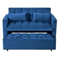 thumbnail image 6 of Gewnee Futon Sofa Bed - 52.75" Convertible Sleeper, 3-Mode Adjustable Back, Velvet Upholstery & Side Pockets - Small Space Use (Navy Blue), 6 of 13