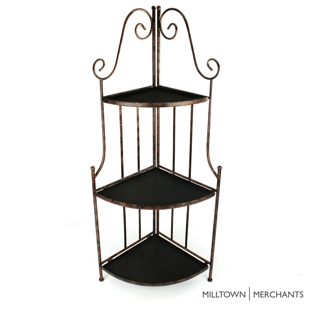 Milltown Merchants Indoor/Outdoor Corner Shelf Iron Corner Plant
