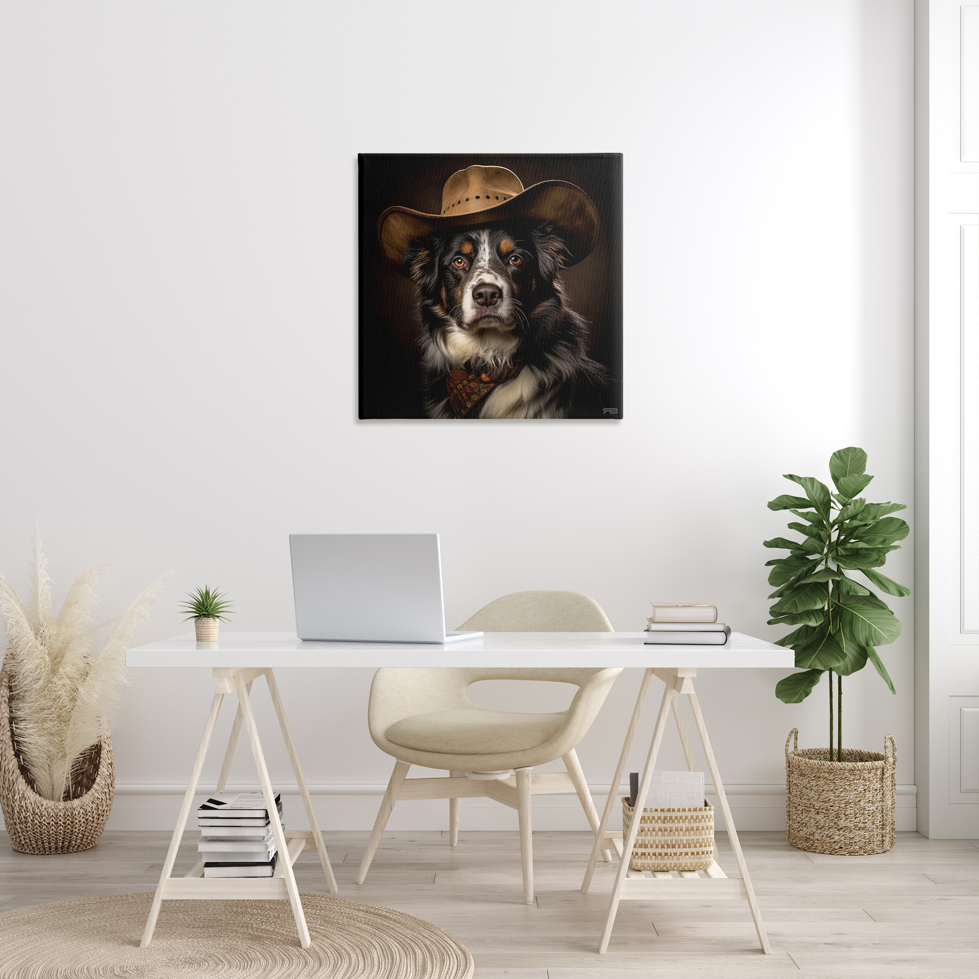 Stupell Industries Cowboy Sheriff Dog Animals & Insects Painting Gallery Wrapped Canvas Art Print Wall Art, 30 x 30
