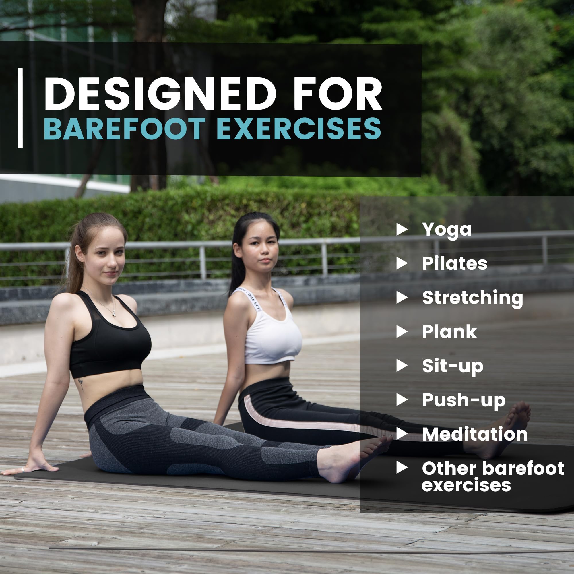 Yoga Mat for Men and Women 2/5 Inch Extra Thick All-Purpose TPE Fitness Mat, Non-Slip and Eco Friendly Exercise Mat for Yoga, Pilates, Stretching, Black and Dark Grey