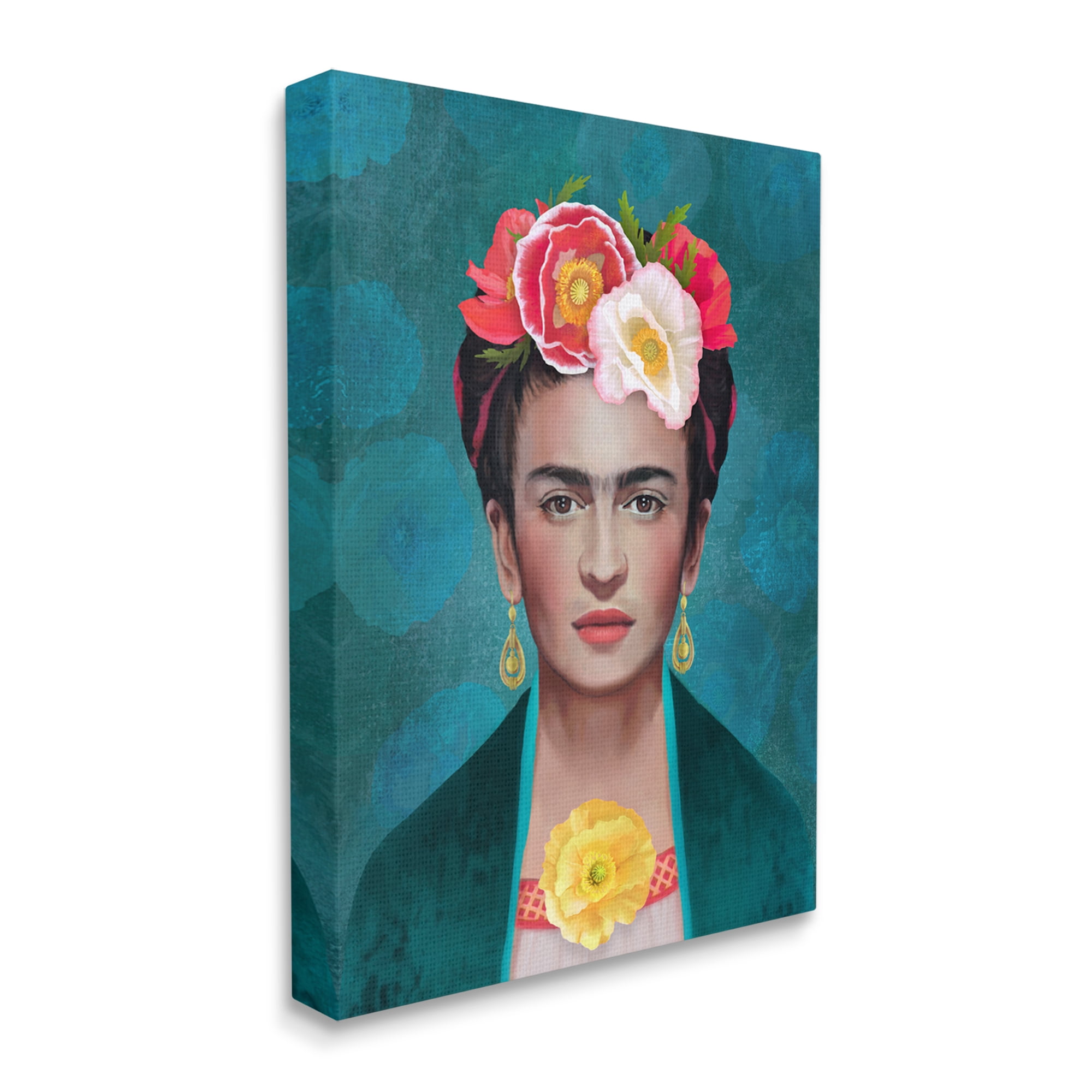 Stupell Industries Frida Kahlo Floral Portrait Botanical & Floral Painting Gallery Wrapped Canvas Print Wall Art, 36 x 48