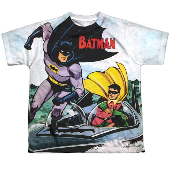 Batman Men's  Batboat Sublimation T-shirt White