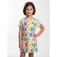 thumbnail image 3 of Girls Elastic Elegant Short Sleeve Sundress Comfort-Fit Crew Neck Casual Dress for Girls Age 5-13, 3 of 6