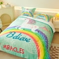 thumbnail image 3 of Koniroom Unicorn Comforter Set Full Size for Girls, 3 Pieces Kids Bedding Set with Rainbow, Bedroom Decor for Children, Green, 3 of 7