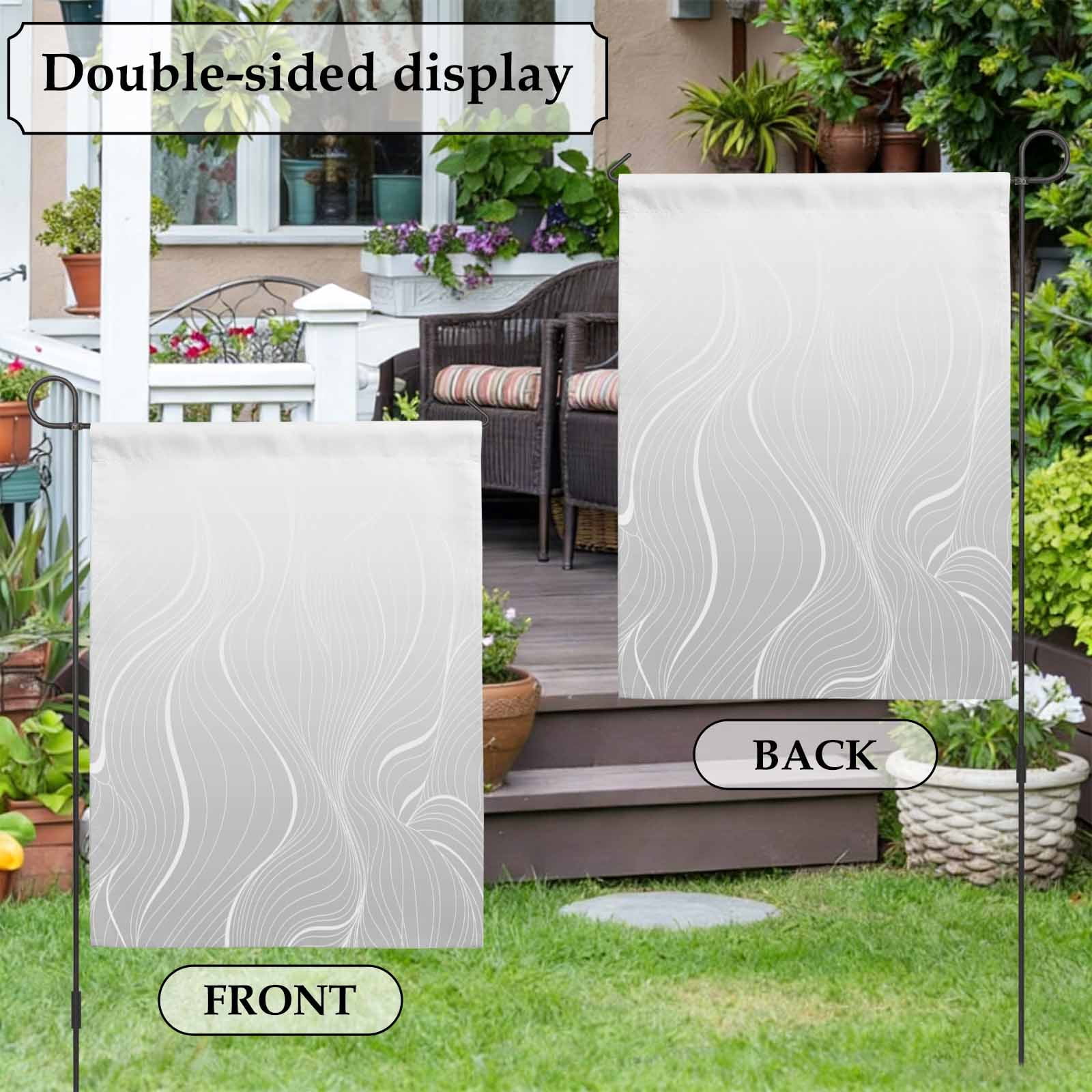Ombre Grey Stripes House Flag 28 x 40 Inches, Striped Lines Waves Gradient Weather Proof Outdoor Patio Flags Double Sided Small House Decoration for Yard Lawn Outside Home