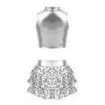 thumbnail image 2 of vastwit Kids Girls Ballet Dance Sets Sequins Tank Crop Top+Skirt Latin Jazz Dance Clothes Outfits Silver 12, 2 of 5