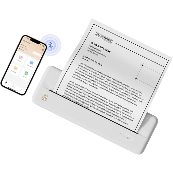 Restored HPRT MT810 Portable Printer, A4 Wireless Bluetooth Travel Printer, Thermal Printer Support 8" & 4" Thermal Roll Paper Suitable for Home Vehincles Office Business,White (Refurbished)