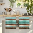 thumbnail image 4 of Turquoise Brown Kitchen Towels Set of 1, Watercolor Modern Abstract Striped Absorbent Dish Towels for Kitchen, Microfiber Hand Towel, Quick Drying Tea Towel for Cleaning Decorative Dishcloths, 4 of 7