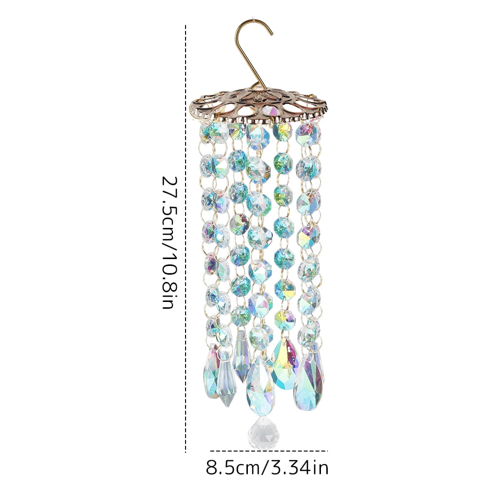 Colorful Aurora Crystal Wind Chimes Glass Hanging Ornament Home Garden Decor 