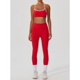 thumbnail image 2 of PISONIC 2pcs Women's High-Waisted Yoga Running Gym Set - Quick-Dry Breathable Workout Outfits with Cross-Back Strap Sports Bra & Leggings, 2 of 11