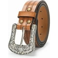 thumbnail image 4 of Zhengup Silver Rhinestone Belt Western Cowgirl Cowboy Belts Vintage Bling Crystal Diamond Studded Leather Belt for Jean Pants (brown-belt), 4 of 6