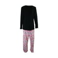thumbnail image 2 of Charter Club Black Top And Fair Isle Printed Fleece Pants Pajama Set M, 2 of 3