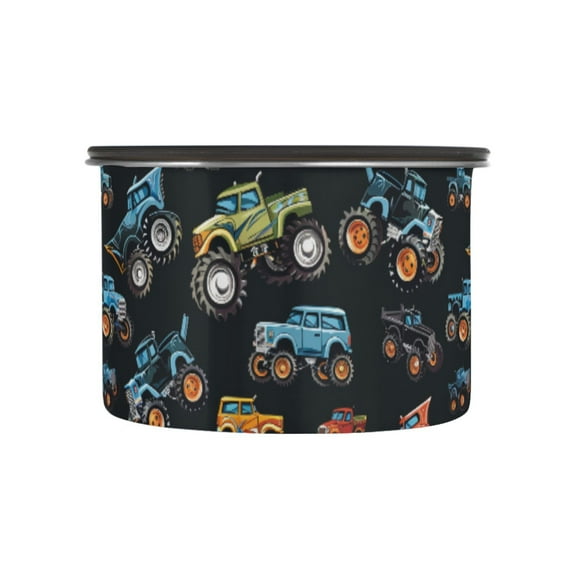 Monster Truck Cartoon Airtight Coffee Bean Canister 500 ml Food Storage Containers with Lids For Gournd, Tea, Sugar, Flour, Rice, Cereal, Candy Cookie Jar