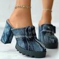thumbnail image 2 of Mostsola Heels for Women Trendy Denim Closed Toe Dress Shoes Lug Sole Platform Slip on Shoes, 2 of 8