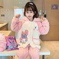 thumbnail image 5 of Kuromi Kids Coral Velvet Pajama Anime Sanrioed Cinnamoroll Melody Autumn Winter Kawaii Girl Warm Sleepwear Loungewear Homewear, 5 of 5