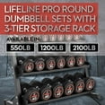thumbnail image 3 of Lifeline 5 lb–100 lb (2,100lb) Pro Round Dumbbell Set with 3-Tier Rack, 3 of 5