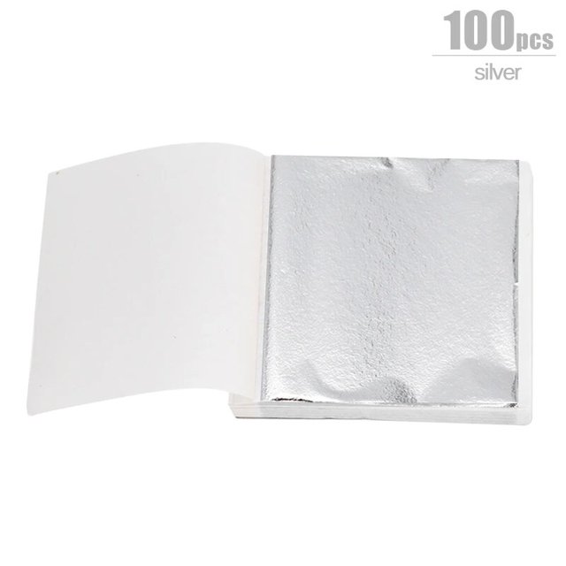 100/200 hojas de papel de imitación dorado y plateado para decoración de tartas y postres, arte artesanal DIY, fiesta de cumpleaños y bodas