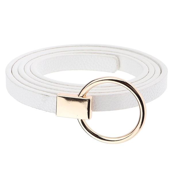 Cinturón de la mujer Cinturón Flaco de cinturo Elástica Ajustable de material cuero PU Simple de Moda para Mujer - , se describe Blanco Magideal Cinturón de la mujer