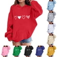 thumbnail image 6 of Preppy Heart Hoodies for Youth Girls Long Sleeve Pullover Oversizied Valentines Sweatshirt Kids Cute Loose Casual Tops, 6 of 6