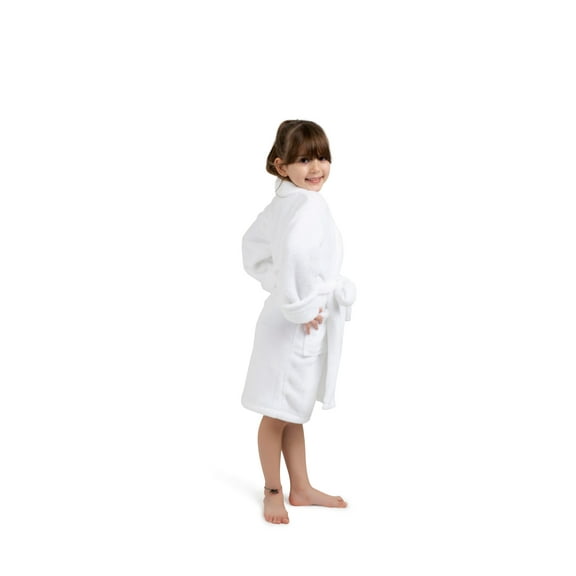BC BARE COTTON Bare Cotton Kids Microfiber Fleece Shawl Robe - Girls - White - Small