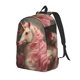 thumbnail image 1 of Disketp Haired White Horse print Canvas Backpack Lightweight Travel Daypack Student Rucksack Laptop Backpack-Small, 1 of 5