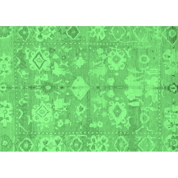 Ahgly Company Indoor Rectangle Oriental Emerald Green Traditional Area Rugs, 7' x 9'