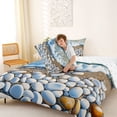 thumbnail image 4 of jejeloiu Pebble Beach Wave Full Size Comforter Sets,Coastal Stone Scene Bedding Comforter Set For Boys,Blue White,Reversible,3 Pieces,1 Comforter and 2 Pillowcases, 4 of 7