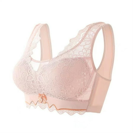 BXJX Womens Bras Clearance Push-up Wireless Lace Comfortable Breathable Bra Daily Underwear Bralette Pink Size 40