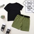 thumbnail image 5 of GYRATEDREAM 2Pcs Toddler Baby Boy Summer Clothes Solid Color T Shirt Casual Cargo Shorts Set 18M-6T, 5 of 9