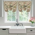 thumbnail image 4 of Beige Spring Floral Balloon Curtains 63 Inch Length for Living Room/Bedroom, Elegant Pastoral Flowers Birds Watercolor Rod Pocket Privacy Door Curtains Decorative Tie Up Shade for Window 52"x63", 4 of 8