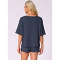 thumbnail image 4 of DARING DIVA Waffle Knit Pajama Loungewear 2 Pieces Lounge Sets XL Navy, 4 of 6